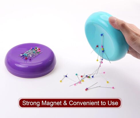 HARFINGTON Magnetic Pin Cushion Round Shape with 100pcs Multicolor Plastic Head Pins, Magnetic Pins Holder for Sewing Quilting Needles Pins Hair Bobby Pins, Pink in Saudi Arabia