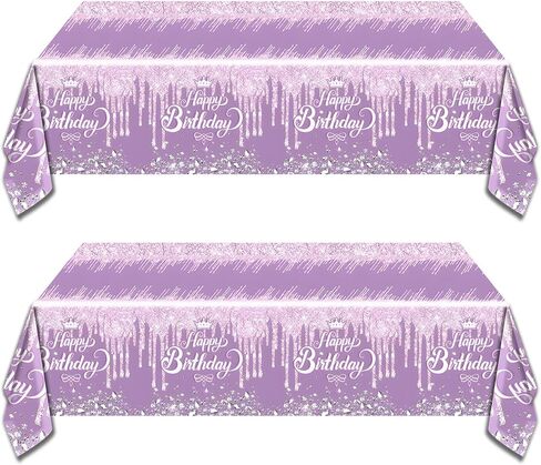 OULUN 2Pcs Teal and Silver Birthday Party Tablecloth, 54''x71'' Blue Glitter Birthday Theme Table Cover for Girls Silver Glitter Party Supplies in Saudi Arabia