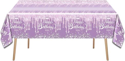 OULUN 2Pcs Teal and Silver Birthday Party Tablecloth, 54''x71'' Blue Glitter Birthday Theme Table Cover for Girls Silver Glitter Party Supplies in Saudi Arabia