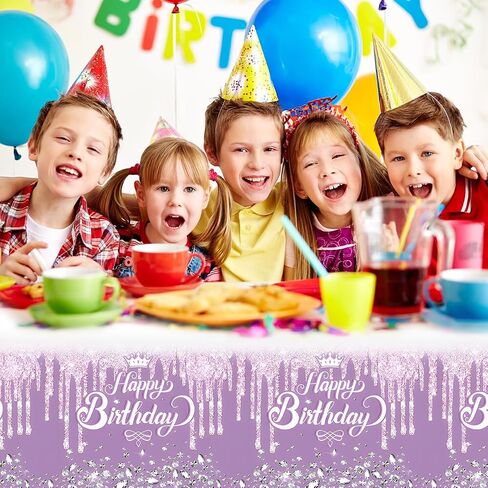 OULUN 2Pcs Teal and Silver Birthday Party Tablecloth, 54''x71'' Blue Glitter Birthday Theme Table Cover for Girls Silver Glitter Party Supplies in Saudi Arabia
