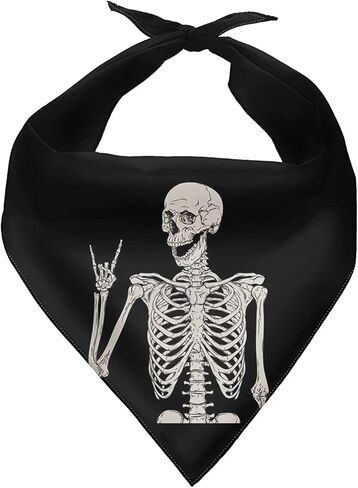 باندانا الهالوين روك اند رول جمجمة للكلاب - باندانا مثلثة قابلة للغسل - منديل للرقبة للكلاب، مرايل مثلثة ملونة للكلاب والقطط والحيوانات الأليفة in Kuwait