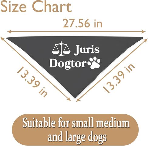 JXGZSO قطعة واحدة من وشاح التخرج للكلب Juris Dogtor Dog Bandana موازين العدالة الكلب باندانا المحامي هدية طالب القانون (Juris Dogtor Dog) in Kuwait