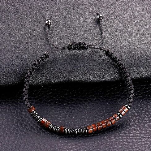 Morse Code Bracelets for Women Men, Mens Bracelet, Inspirational Bracelets Gifts for Couples Wife Husband Daughter Best Friend Adjustable Bracelets with Black Hematite Beads (I Love You) in Saudi Arabia