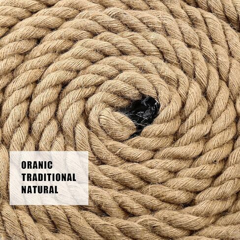 1 inch x 10ft Hemp Rope Thick Rope Natural Jute Rope Nautical Rope Heavy Duty Rope Deer Rope for Swing Crafts Gardening Nautical Tug of War Rope Bundling Packing Rope in Saudi Arabia