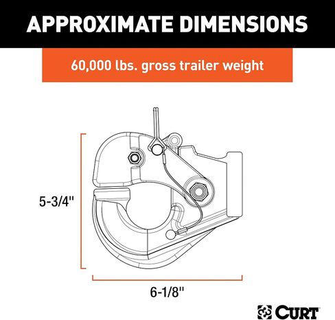 CURT 48231 Pintle Hook Hitch 60,000 lbs, Fits 2-1/2 to 3-Inch Lunette Ring, Direct Mount Only, CARBIDE BLACK POWDER COAT in Saudi Arabia