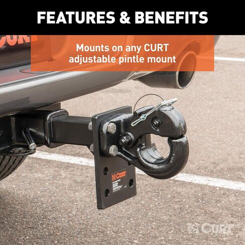 CURT 48231 Pintle Hook Hitch 60,000 lbs, Fits 2-1/2 to 3-Inch Lunette Ring, Direct Mount Only, CARBIDE BLACK POWDER COAT in Saudi Arabia