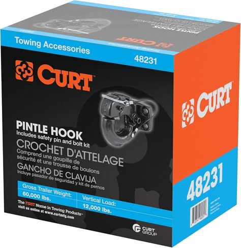 CURT 48231 Pintle Hook Hitch 60,000 lbs, Fits 2-1/2 to 3-Inch Lunette Ring, Direct Mount Only, CARBIDE BLACK POWDER COAT in Saudi Arabia