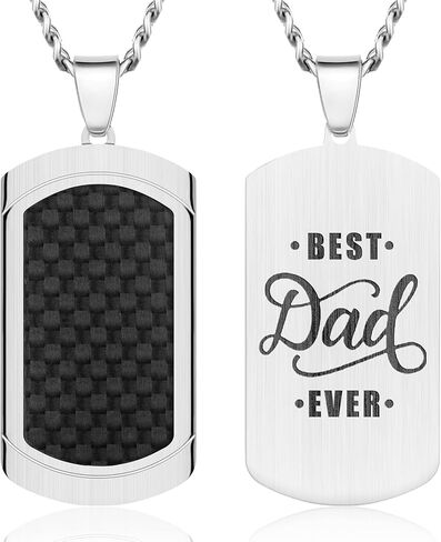 HAWSON Pendant Necklace for Men in Gift Box, Stainless Steel Dog Tag Necklace for Dad from Son Daughter for Fathers Day Birthday Christmas. in Saudi Arabia