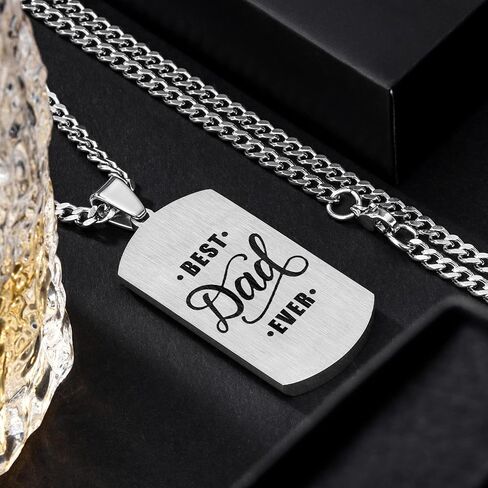 HAWSON Pendant Necklace for Men in Gift Box, Stainless Steel Dog Tag Necklace for Dad from Son Daughter for Fathers Day Birthday Christmas. in Saudi Arabia