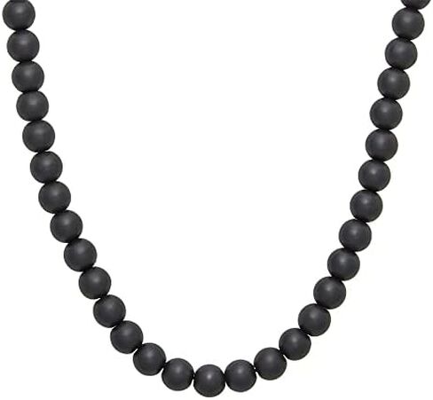 EVE'S ADDICTION Men's Brushed Black Agate Bead Necklace - Men's Necklaces in Saudi Arabia