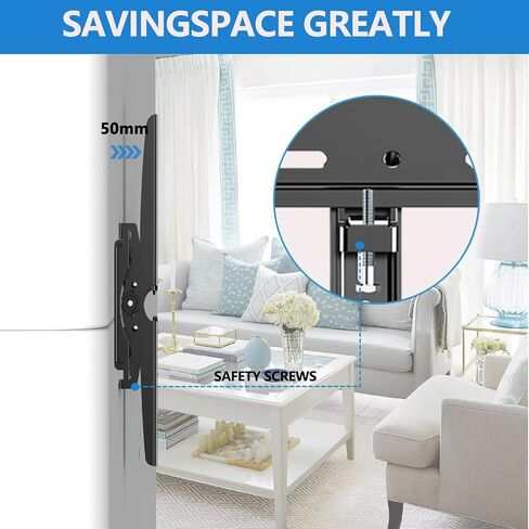 TV Wall Mount Most 32-75 Inch LED LCD OLED Flat Curved Screen 43 55 58 60 65" Tilt Wall Mount TV Bracket Max VESA 600x400mm Fit 16" 18" 24" Wood Studs Up to 165lbs Low Profile TV Wall Bracket in Saudi Arabia