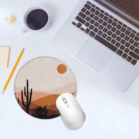 Desert Boho Mouse Pad, 7.9 X 7.9 Inch Waterproof Rubber Aesthetic Mouse Pad, Boho Desk Decor, Minimalist Desk Accessories, Boho Office Desk Accessories, Boho Office Supplies in Saudi Arabia