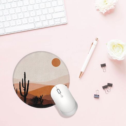 Desert Boho Mouse Pad, 7.9 X 7.9 Inch Waterproof Rubber Aesthetic Mouse Pad, Boho Desk Decor, Minimalist Desk Accessories, Boho Office Desk Accessories, Boho Office Supplies in Saudi Arabia