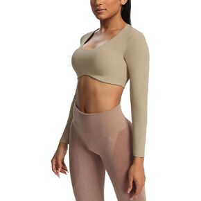 Aoxjox Long Sleeve Crop Tops for Women Define Sculpt Workout Crop T Shirt Top