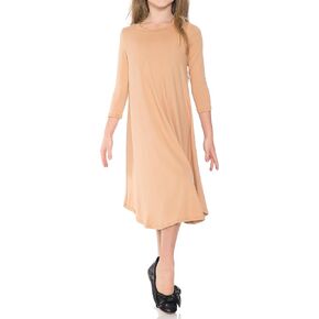 Pastel by Vivienne Honey Vanilla Girls' Trapeze Midi Dress with Easy Removable Label