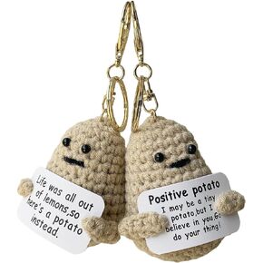 2 Pcs Funny Positive Potato Keychain,Life Was All Out of Lemons Potato Crochet Knitted Potato Doll,Inspirational Gifts for Creative