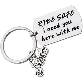 Ride Safe I Need You Here with Me Biker Keychain Motorcycle Keychain