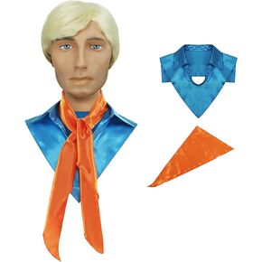GVLAQST Mens Costume Light Blonde Wig Adult Cosplay Dickey Collar Prop Women Halloween Dress up Party Accessories Scarf in Kuwait