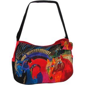 Laurel Burch 80367 Medium Hobo Zipper Top 15"X4.5"X9", Wild Horses of Fire