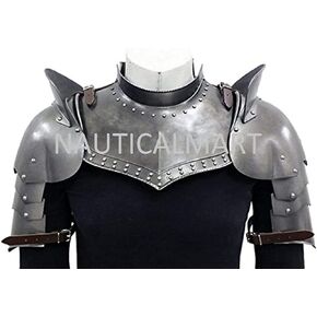 NauticalMart Medieval Armor Gorget Set With Pauldrons Shoulder SCA LARP Knight Metal Shoulder Guard Viking Halloween Costume