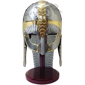 THOR INSTRUMENTS Medieval Viking Battle Ready Chain Mail Armor Mask Helmet W/Stand Rustic Vintage Home Decor Gifts