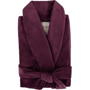 Be Relax Terry Velour Robe - Made of Polyester, Shawl Collar Robe with Belt & Side Pockets, Soft & Warm Bathrobe for Women in Saudi Arabia