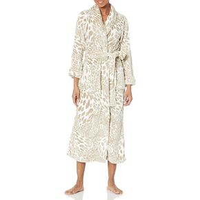 Natori womens Plush Leopard Robe Length 52" Bathrobe