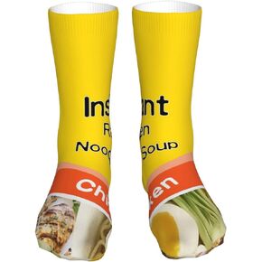 Instant Ramen Noodle Soup Chicken Unisex Novelty Mid-Calf Boot Socks Fashion Breathable Dress Crew Socks Funny Sock