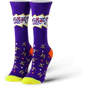 Novelty Crew Dress Sock, Women's, Nickelodeon, Retro Cartoons, Cute Funny 90's