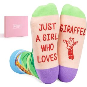 Zmart Funny Giraffe Gifts for Women Girls, Giraffe Socks Novelty Fun Crazy Silly Socks