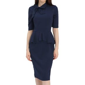 Allegra K Cocktail Dress for Women's Tie Neck Vintage Bodycon Peplum Business Formal Work Pencil Dress