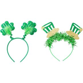 2 PCS St.Patricks Day Shamrock Headband Green Irish St.Patricks Headwear Headdress Paddy’s Day Costume Accessories for Women Girls