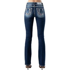 Miss Me Women's Mid-Rise American Horseshoe Embellished Bootcut Jeans