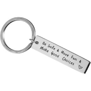 Safe Trip Rectangle Key Chain for Trucker New Driver Graduation Keychain Teenage Gift