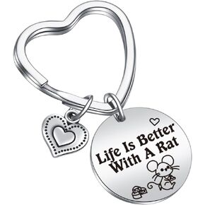 JIUSHUN Rat Inspirational Keychain Rat Mom Gift Rat Charm Keychain Pet Rodent Owner Gift Rat Keychain