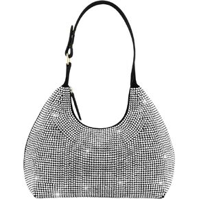 Evevictor Rhinestone Handbag Purse Bling Clutch Purses for Women Evening Shoulder Diamond Purse Crystal Party Prom Hobo Bag