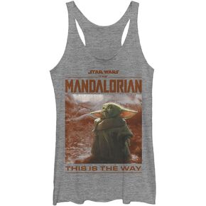 STAR WARS Girls' The Mandalorian Child Render Tri-Blend Racerback Layering Tank