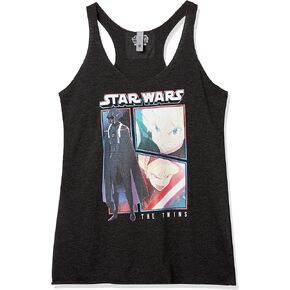 Star Wars Junior's Visions Twins Comic Panels Tri-Blend Racerback Layering Tank, Black Heather, X-Large
