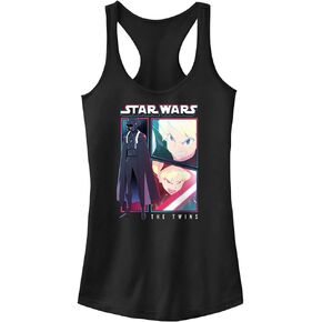 STAR WARS Girls Visions Twins Comic Panels Slim Fit, Scoop Hem Racerback Tank
