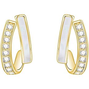 SLUYNZ 925 Sterling Silver CZ Hoop Earrings for Women Teen Girls Open Hoop Earrings Huggie Studs