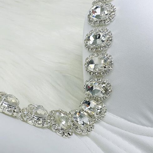 ELLACCI بلوزة نسائية بيضاء ناعمة مرصعة بحجر الراين مع أشرطة قابلة للفصل in Kuwait