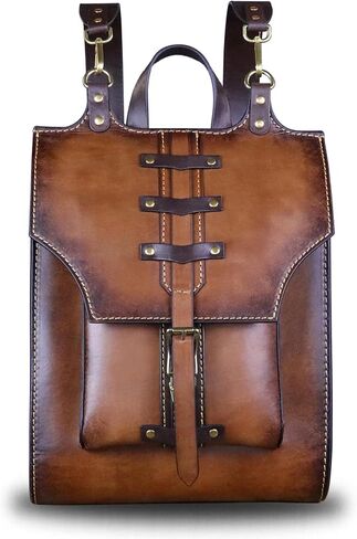 LRTO Genuine Leather Backpack for Women and Men Vintage Rucksack Convertible Casual Daypack Handmade Western Satchel Sling Purse (Brown) in Saudi Arabia