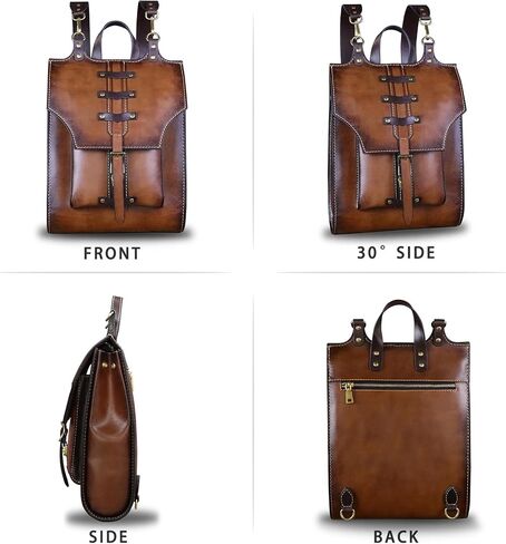 LRTO Genuine Leather Backpack for Women and Men Vintage Rucksack Convertible Casual Daypack Handmade Western Satchel Sling Purse (Brown) in Saudi Arabia