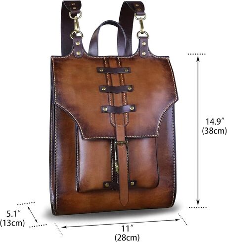 LRTO Genuine Leather Backpack for Women and Men Vintage Rucksack Convertible Casual Daypack Handmade Western Satchel Sling Purse (Brown) in Saudi Arabia