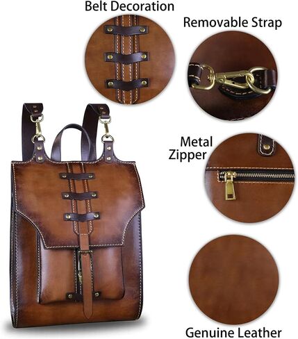 LRTO Genuine Leather Backpack for Women and Men Vintage Rucksack Convertible Casual Daypack Handmade Western Satchel Sling Purse (Brown) in Saudi Arabia