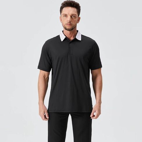 Mens Golf Shirts Dry Fit Short Sleeve Casual Performance Solid Collared Polo Shirts for Men in Saudi Arabia
