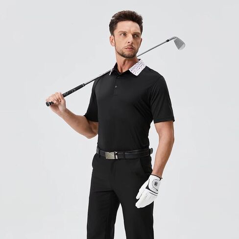 Mens Golf Shirts Dry Fit Short Sleeve Casual Performance Solid Collared Polo Shirts for Men in Saudi Arabia
