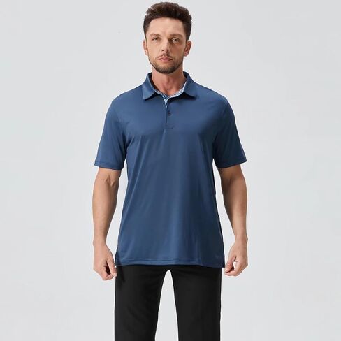 Mens Golf Shirts Dry Fit Short Sleeve Casual Performance Solid Collared Polo Shirts for Men in Saudi Arabia