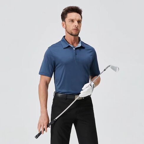 Mens Golf Shirts Dry Fit Short Sleeve Casual Performance Solid Collared Polo Shirts for Men in Saudi Arabia