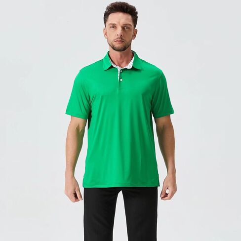 Mens Golf Shirts Dry Fit Short Sleeve Casual Performance Solid Collared Polo Shirts for Men in Saudi Arabia